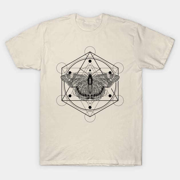 Sacred Geometry Admiral Butterfly T-Shirt by Nartissima